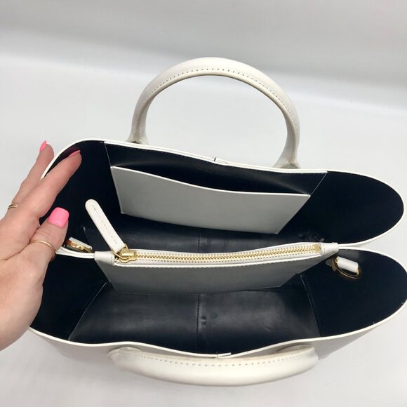 Mansur Gavriel White Leather Convertible Satchel - Picture 12 of 12